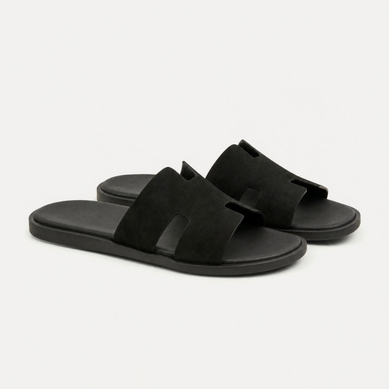 Amalfi Slide Suede Onyx Black