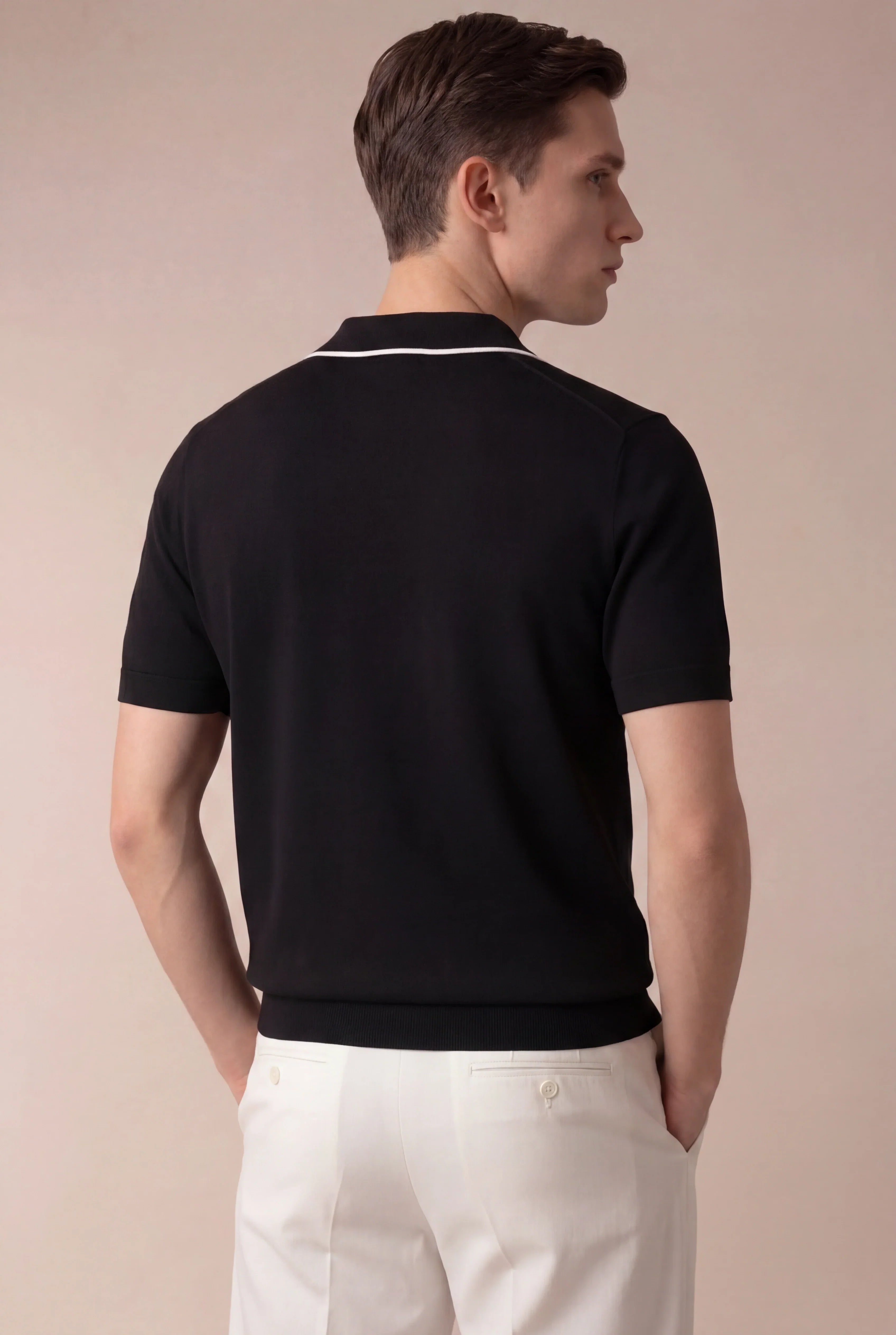 Black Buttonless Polo