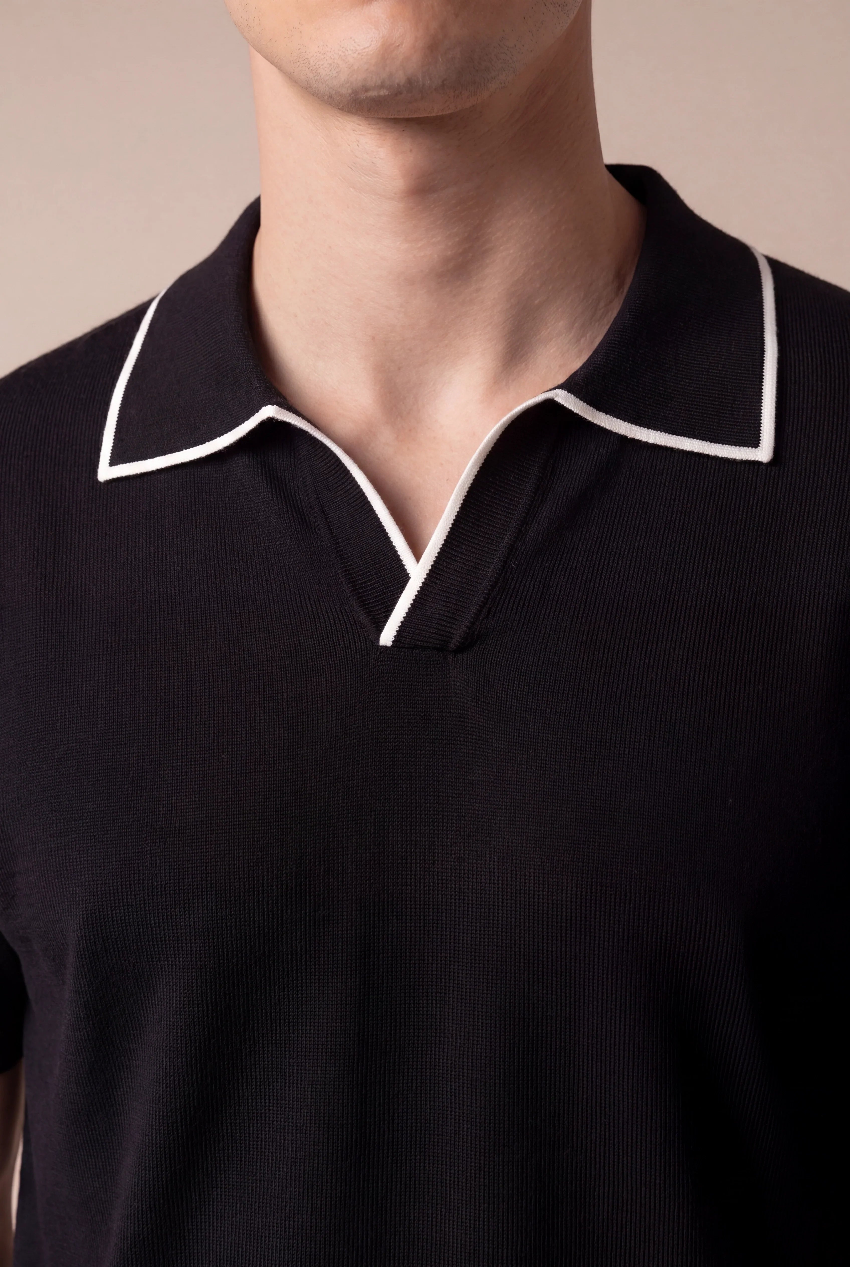 Black Buttonless Polo