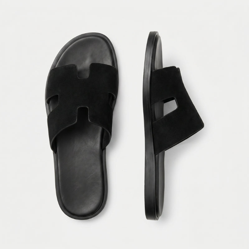 Amalfi Slide Suede Onyx Black