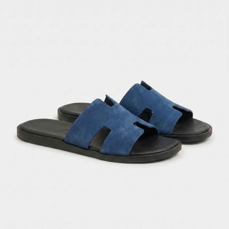 Amalfi Slide Suede Denim Blue