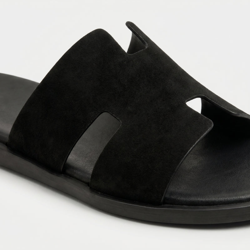 Amalfi Slide Suede Onyx Black